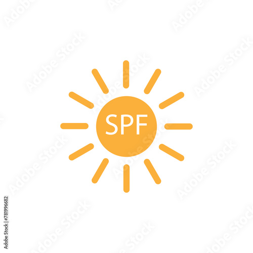 Sun with spf protect vector icon