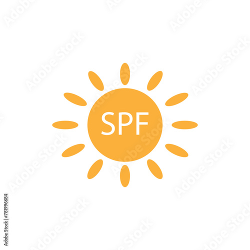 Sun with spf protect vector icon