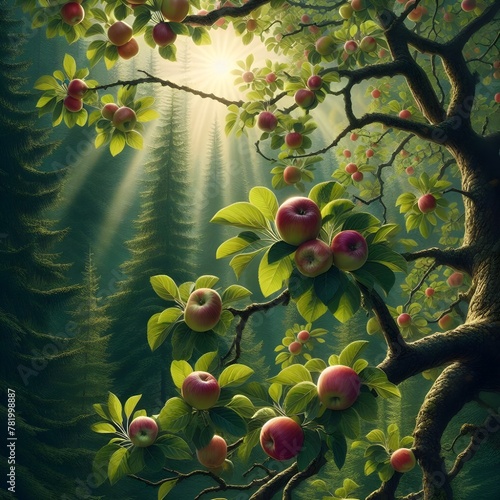 Apple trees in the fotest photo