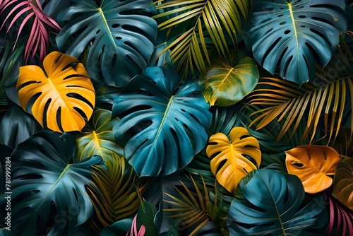Vibrant Jungle Tapestry - Lush Minimalist Flora. Concept Botanical Prints  Tropical Decor  Eclectic Home Design