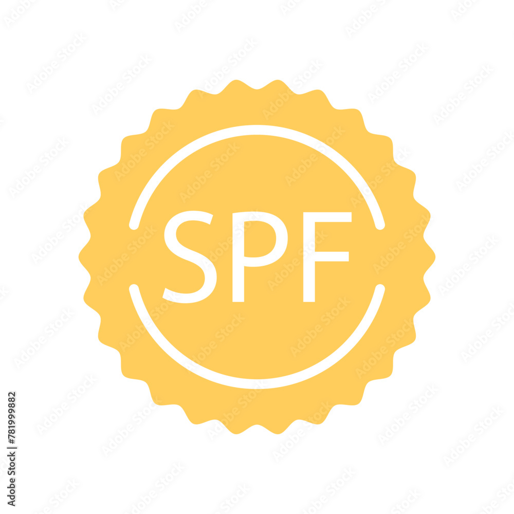 Sticker with spf protect cosmetics cream vector icon Sticker with spf protect cosmetics cream vector icon