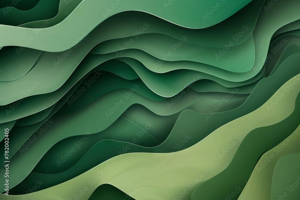 Abstract green organic curves and shades background, save the planet concept illustration