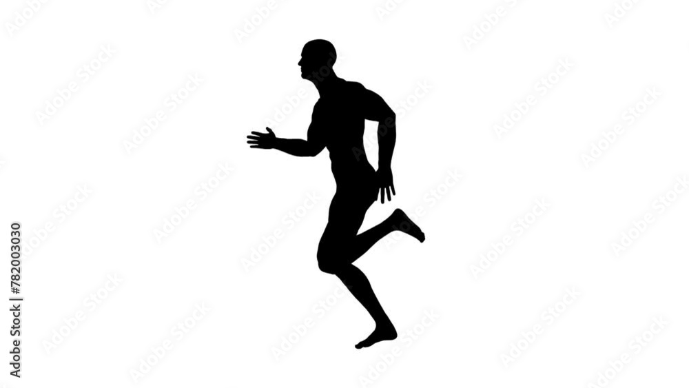 3D Render : a silhouette male character is running on the white background with 360 degrees view 3D Render : a silhouette male character is running on the white background with 360 degrees view
