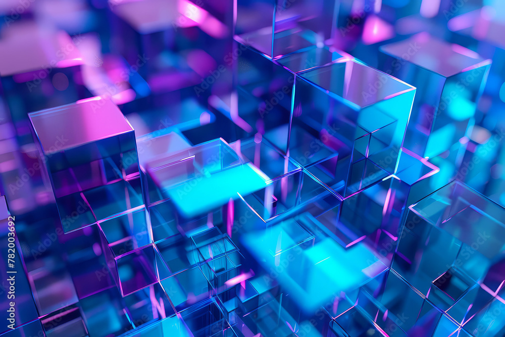 3D Rendering of abstract digital technology block structure. Rendering of abstract city block foundation. Motion texture in cubic form. AI Generative. 3D Rendering of abstract digital technology block structure. Rendering of abstract city block foundation. Motion texture in cubic form. AI Generative.