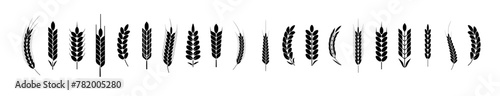 Wheat Ears Icons and Logo Set. For Identity Style. Organic wheat, bread agriculture. Vector