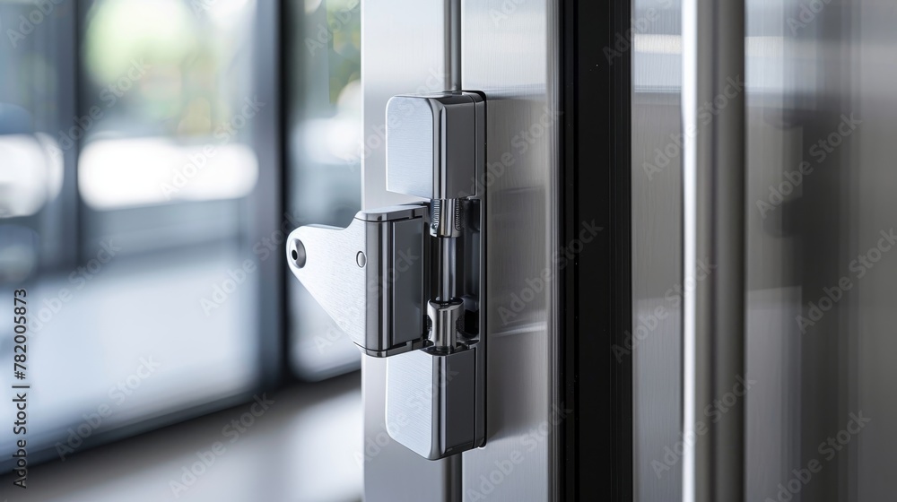 A detailed close-up of an innovative draw latch on a window door, blending security with inspired design for a modern home A detailed close-up of an innovative draw latch on a window door, blending security with inspired design for a modern home