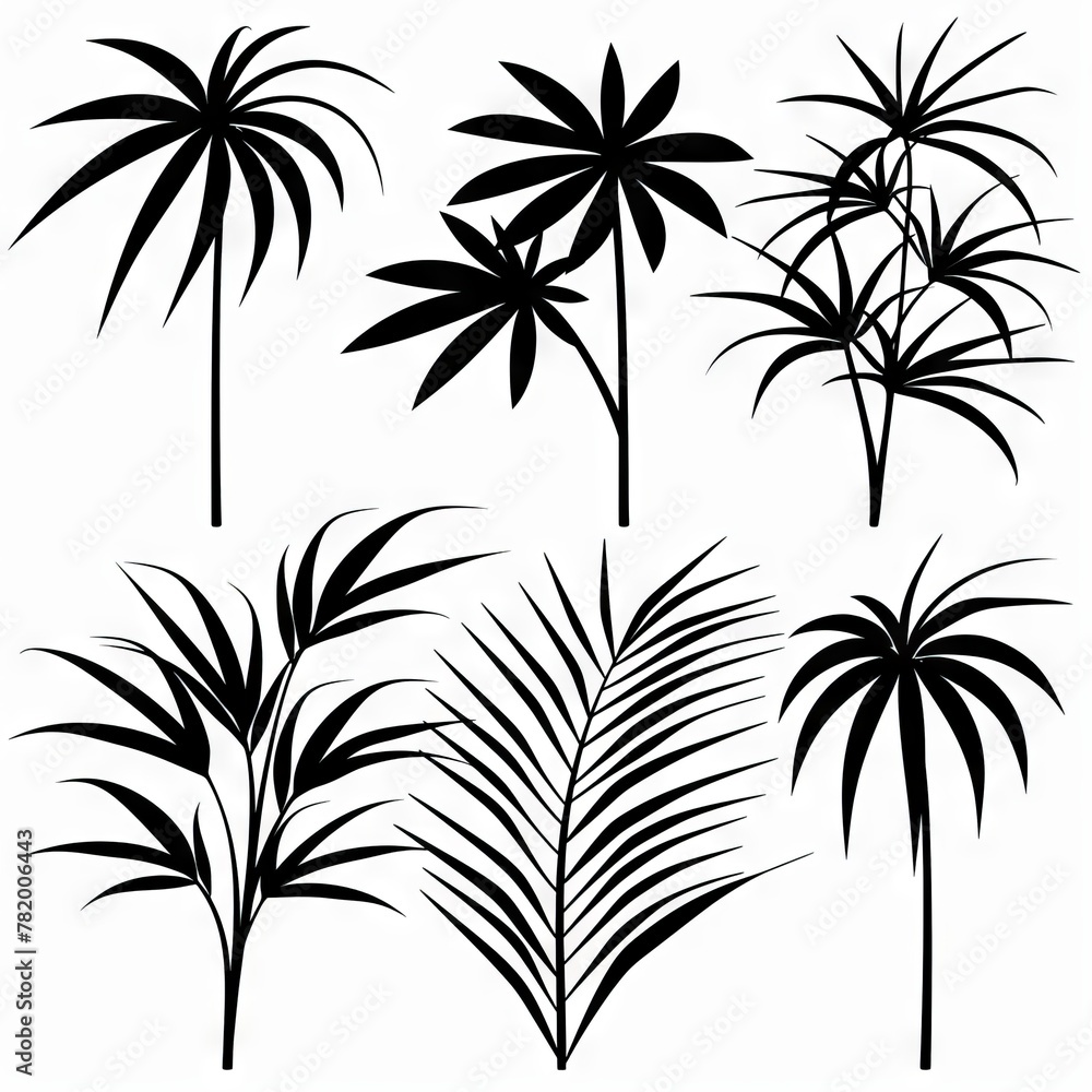 Parlor Palm (Chamaedorea Elegans, Neanthe Bella Palm) Pot Plant Icon Set, Parlor Palm Plant Icon