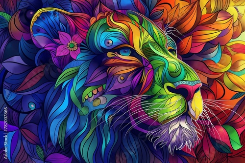Colorful Pride-Themed Digital Art Illustration with Vibrant Patterns © Generative ART