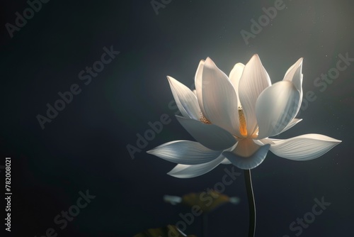 Wallpaper Mural A tranquil lotus flower blooming gracefully in darkness, symbolizing purity and enlightenment. Elegant Lotus Flower in Serene Darkness Torontodigital.ca