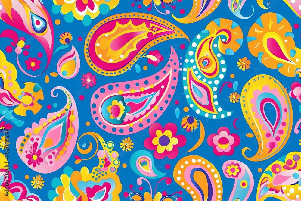 Embrace vibrant colors and intricate swirling shapes with this 90s-inspired paisley pattern AI Image