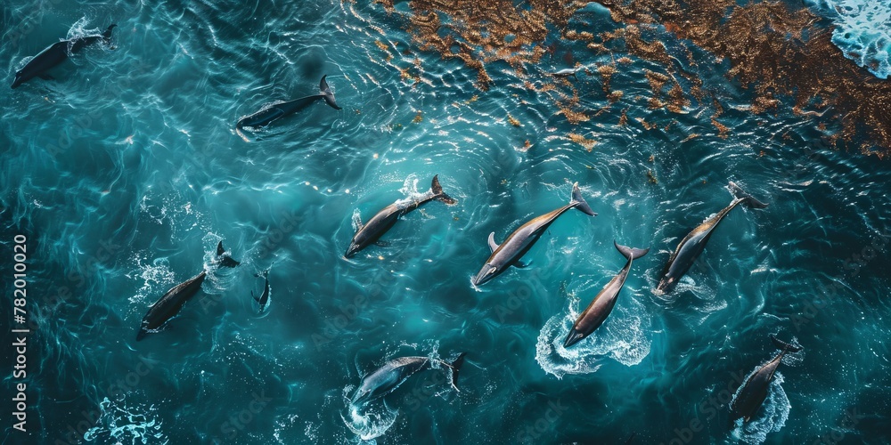 Family of whales in the ocean top view generated AI Stock Photo | Adobe ...