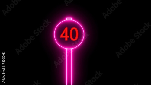 40 km speed limit traffic sign. Showing speed limit Traffic sign on highway full of cars. 40 kilometer per hour speed limit sign. photo