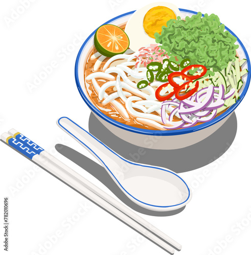 Vector Hand Drawn Illustration Laksa Utara