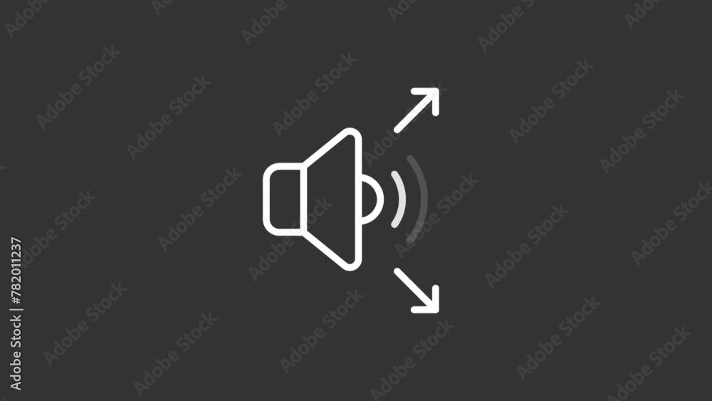 Soundproof white line animation. Audio speaker animated icon. Moving ...