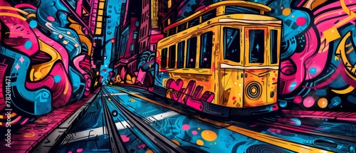 Vibrant San Francisco graffiti colorful background