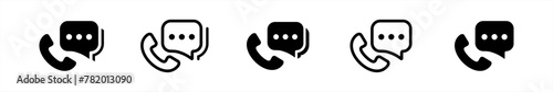 Phone icon set. Chat message symbol. Telephone with language translate sign. communication with auto translate. Contact us. Telephone, message, communication vector illustration