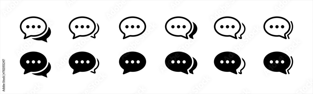 Text Message icon set in line style. Chat message symbol, Chat speech bubble, Social media message sign. Vector illustration