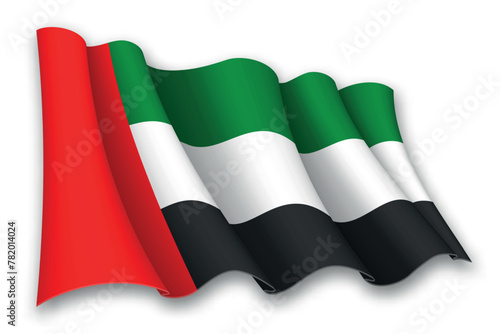 Realistic waving flag of United Arab Emirates