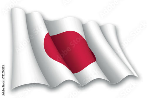 Realistic waving flag of Japan