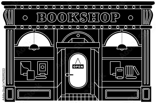 book illustration library silhouette store logo literature icon black education bookstore knowledge shelf study bookshelf school university outline stack shape science research information for vector