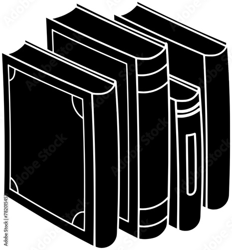 book illustration library silhouette store logo literature icon black education bookstore knowledge shelf study bookshelf school university outline stack shape science research information for vector