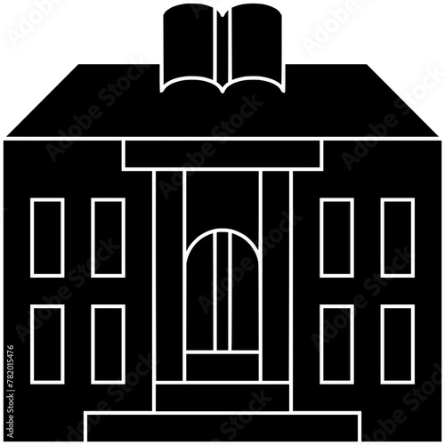 book illustration library silhouette store logo literature icon black education bookstore knowledge shelf study bookshelf school university outline stack shape science research information for vector
