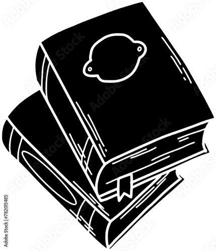 book illustration library silhouette store logo literature icon black education bookstore knowledge shelf study bookshelf school university outline stack shape science research information for vector