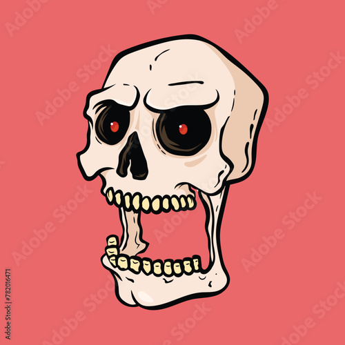 Skull head character vector illustration. Mascot, brand design concept. (ID: 782016471)