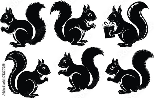 Set of squirrel Silhouette Vector Illustration