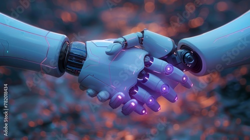 Digital robot handshake background futuristic digital age robot science digital technology