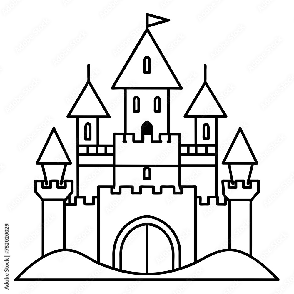 fairy tale castle colouring book white background -Vector illustration fairy tale castle colouring book white background -Vector illustration