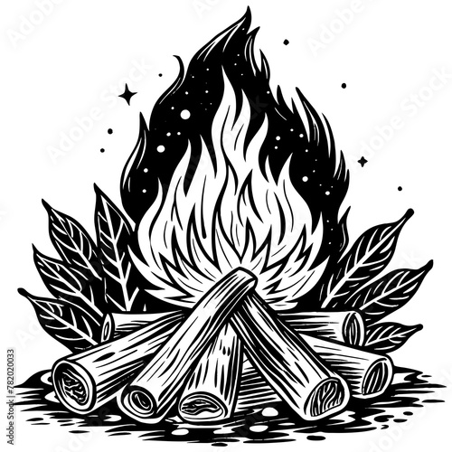 camp fire on white background -Vector illustration