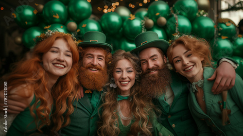 Group of people dressed in green celebrating St. Patrick's Day