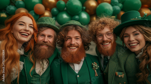 Group of people dressed in green celebrating St. Patrick's Day