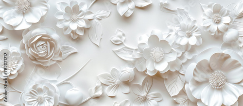 abstract white flower pattern tile wall texture background