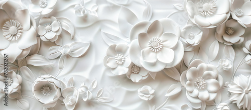 abstract white flower pattern tile wall texture background