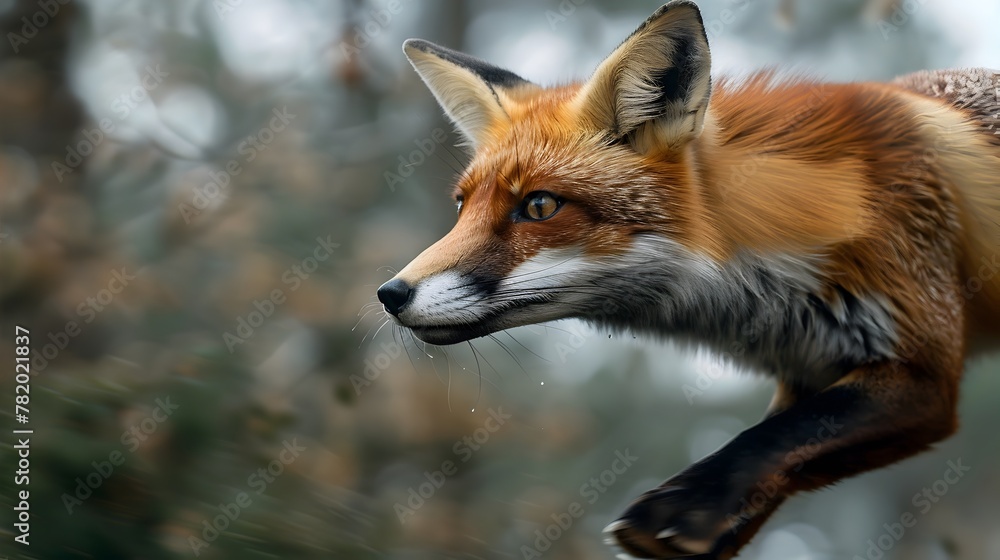 Agile Red Fox Mid Leap Capturing the Energy and Prowess of a Forest Predator in Close Up Detail