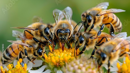 Bees Pollinating Forest Flowers Showcasing Crucial Role of Pollinators in Nature