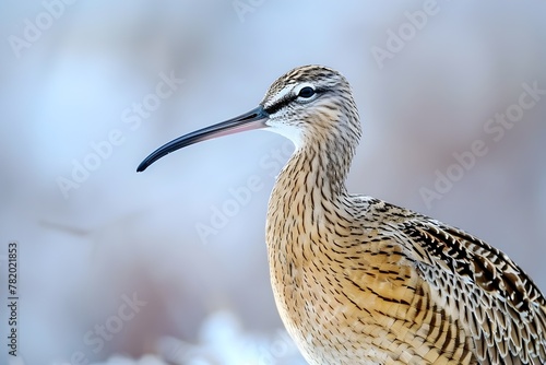 Bristle thighed Curlew Captured in Vibrant Details Highlighting Its Migratory Patterns Connecting Polar Regions
