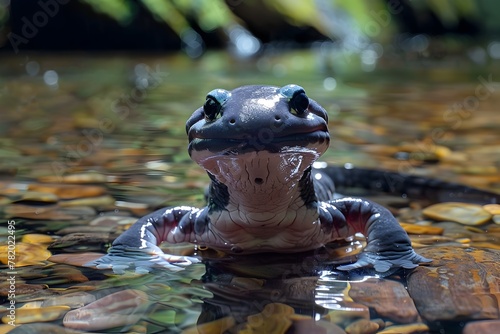 The Iconic Chinese Giant Salamander Highlighting the Need for Freshwater Conservation in Pristine Streams © Meta