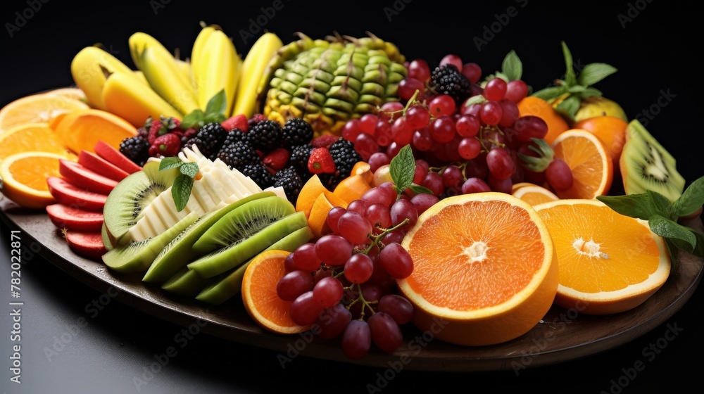 Fresh fruit platter featuring exotic fruits Fresh fruit platter featuring exotic fruits