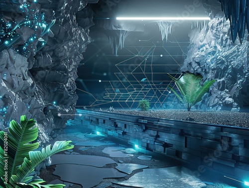The parallel world thrived underground with crystal caverns and luminescent plants