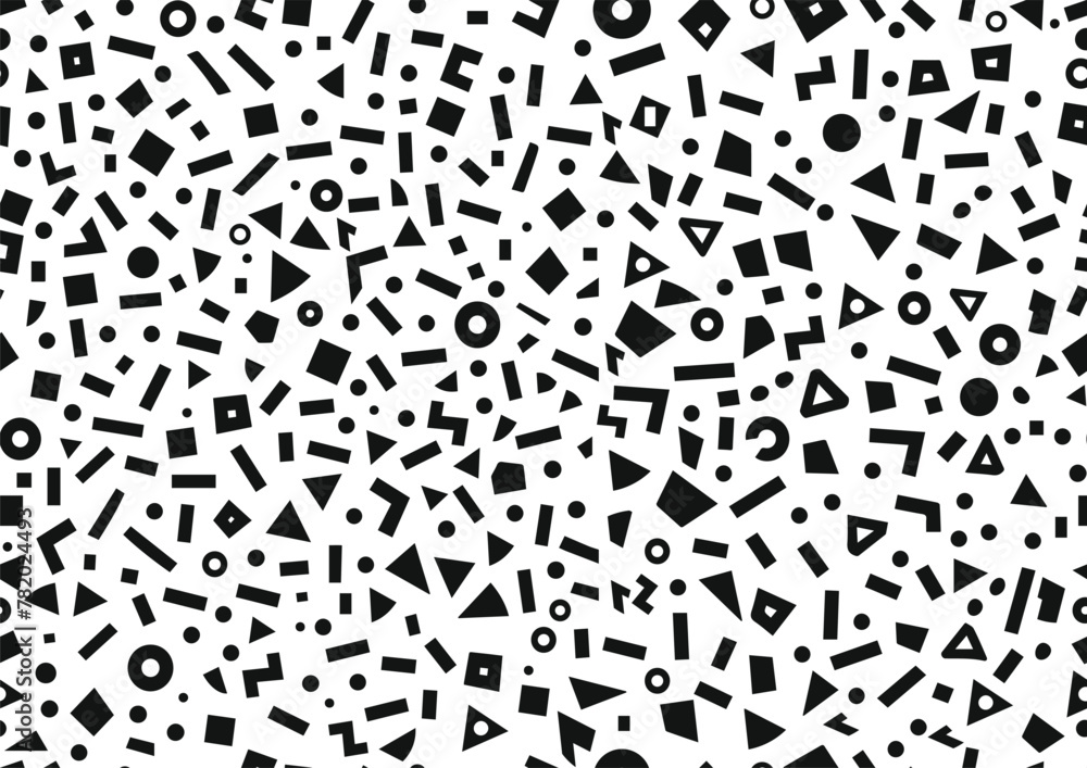 Seamless pattern of abstract geometric shapes in black and white. Vector illustration background