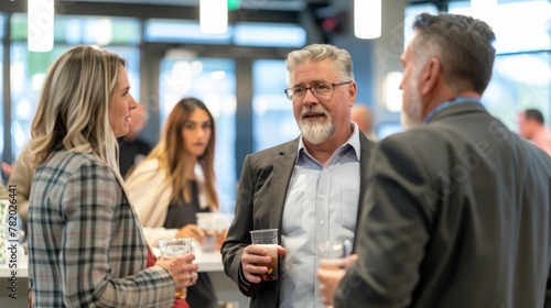 Business professionals attending a networking event to connect and build relationships.