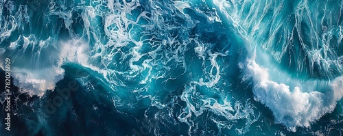 Bird's-eye view of turbulent ocean waters, ideal for conveying the power and intensity of nature. photo