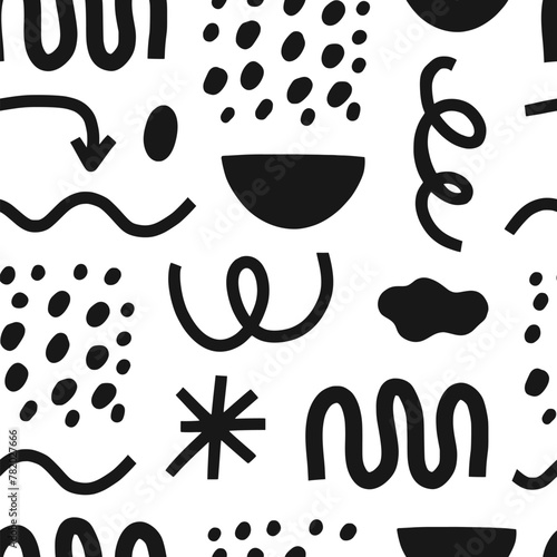 Abstract playful shapes seamless pattern