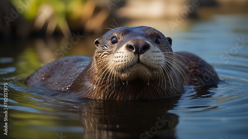 Vitality Unleashed: Majestic Giant River Otter Radiating Life Amidst Nature's Bounty