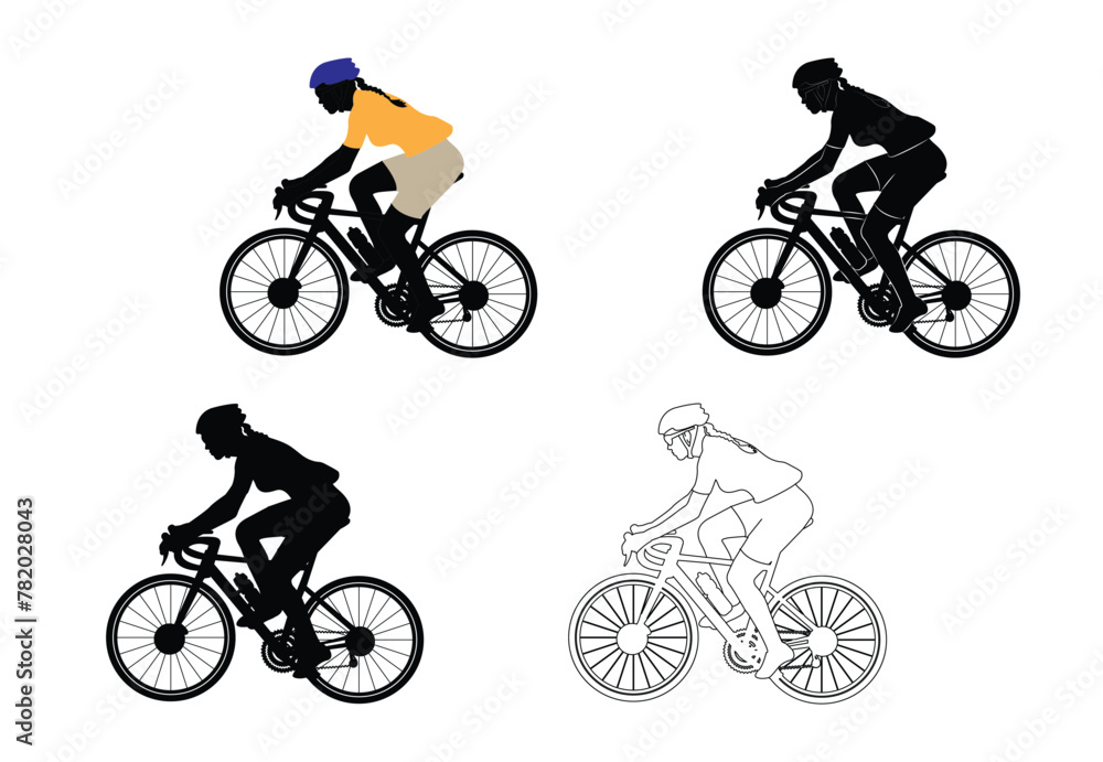 cycling for health silhouette Healthy lifestyle concept vector illustration riding a bicycle
