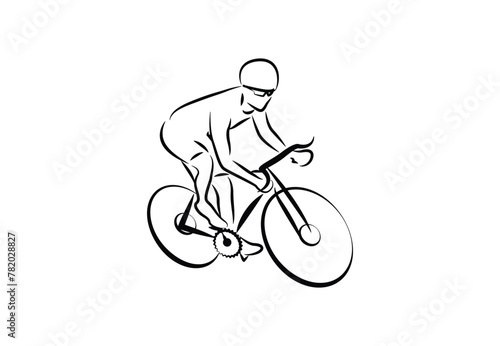 cycling logo Simple black silhouette vector © SIRAPOB