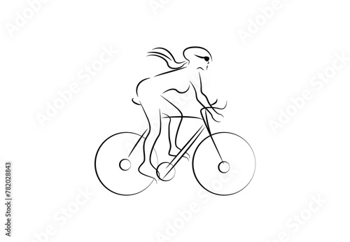 cycling logo Simple black silhouette vector © SIRAPOB